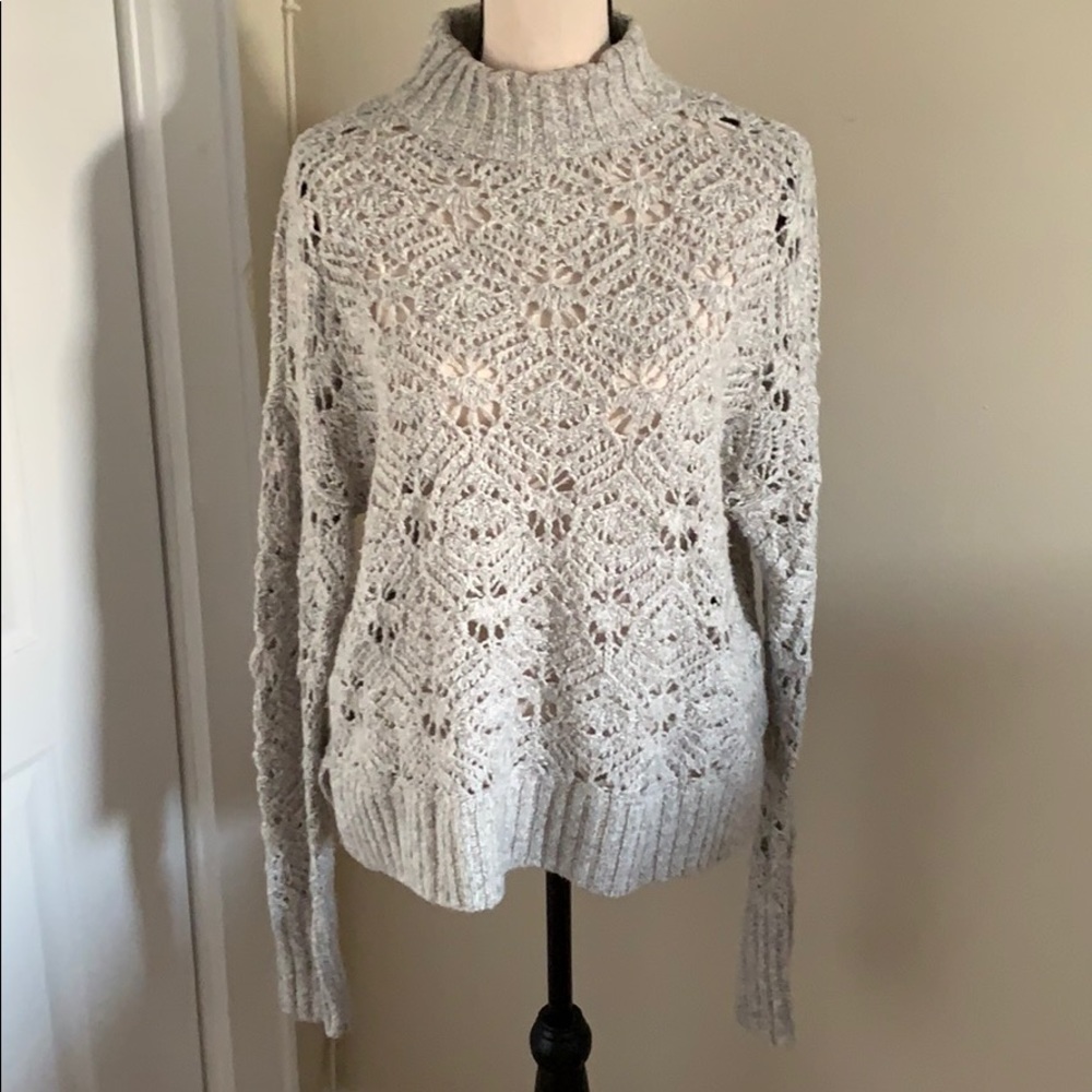 grey knit high neck sweater